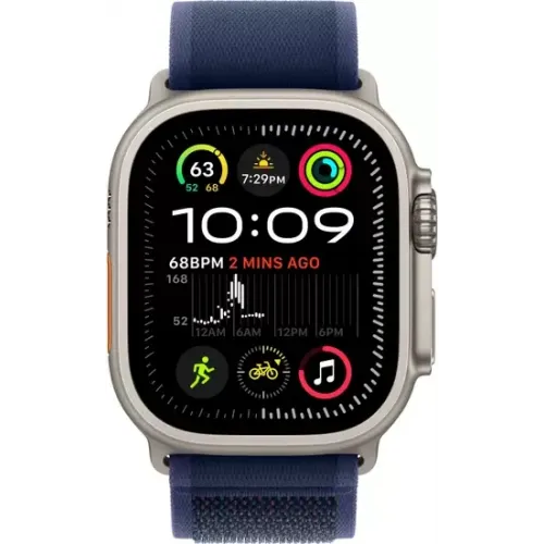 Умные часы Apple Watch Ultra 2 LTE 49 мм (титановый корпус, титановый/синий, нейлоновый ремешок M/L)
