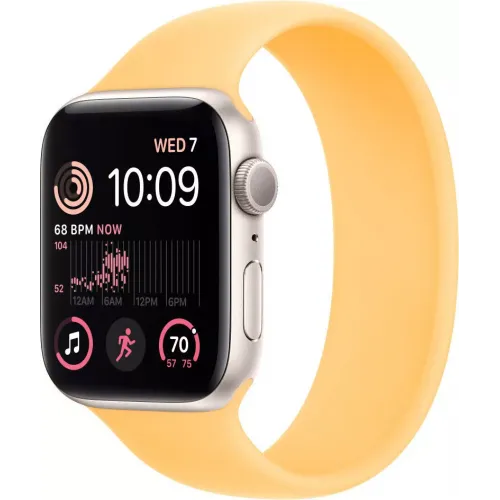 Умные часы Apple Watch SE 2 44 мм (алюминиевый корпус, звездный свет/солнечное сияние, силиконовый ремешок)