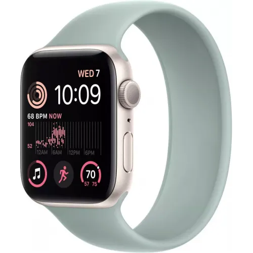 Умные часы Apple Watch SE 2 44 мм (алюминиевый корпус, звездный свет/суккулент, силиконовый ремешок)