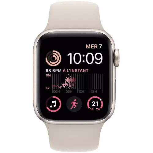 Умные часы Apple Watch SE 2 44 мм (алюминиевый корпус, звездный свет/звездный свет, спортивный силиконовый ремешок S/M)