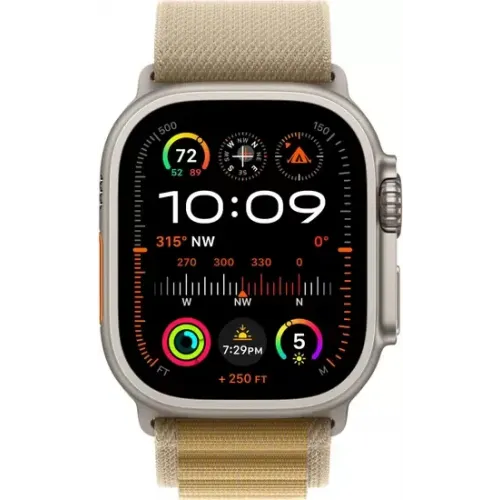 Умные часы Apple Watch Ultra 2 LTE 49 мм (титановый корпус, титановый/бежевый, ремешок из полиэстера L)
