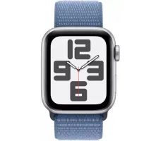 Умные часы Apple Watch SE 2 44 мм (алюминиевый корпус, серебристый/зимний синий, нейлоновый ремешок)