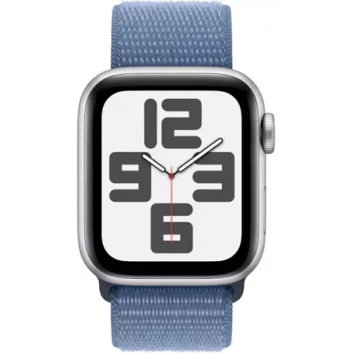 Умные часы Apple Watch SE 2 44 мм (алюминиевый корпус, серебристый/зимний синий, нейлоновый ремешок)