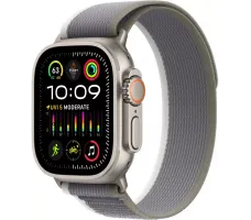Умные часы Apple Watch Ultra 2 LTE 49 мм (титановый корпус, титановый/серо-зеленый, нейлоновый ремешок размера S/M)