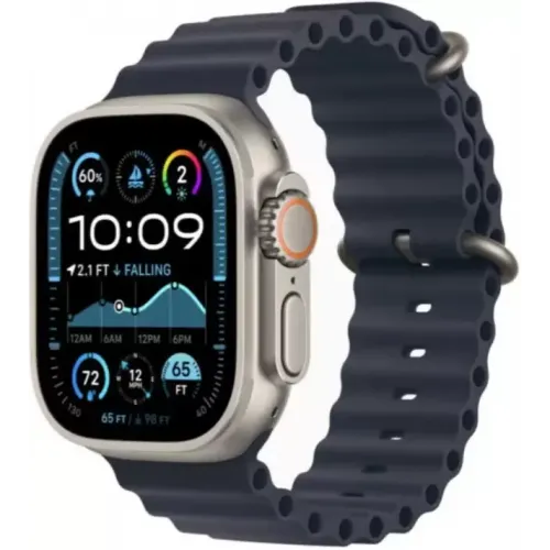 Умные часы Apple Watch Ultra 2 LTE 49 мм (титановый корпус, титановый/темно-синий, ремешок из эластомера)