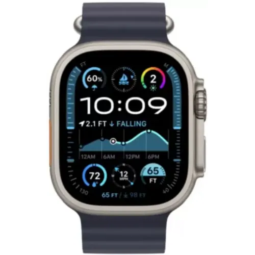 Умные часы Apple Watch Ultra 2 LTE 49 мм (титановый корпус, титановый/темно-синий, ремешок из эластомера)