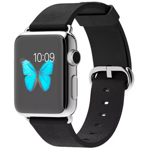 Умные часы Apple Watch 38mm Stainless Steel with Black Classic Buckle (MJ312)