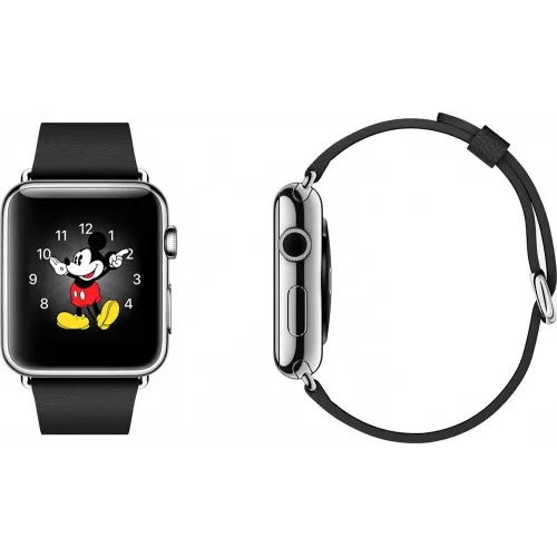 Умные часы Apple Watch 38mm Stainless Steel with Black Classic Buckle (MJ312)