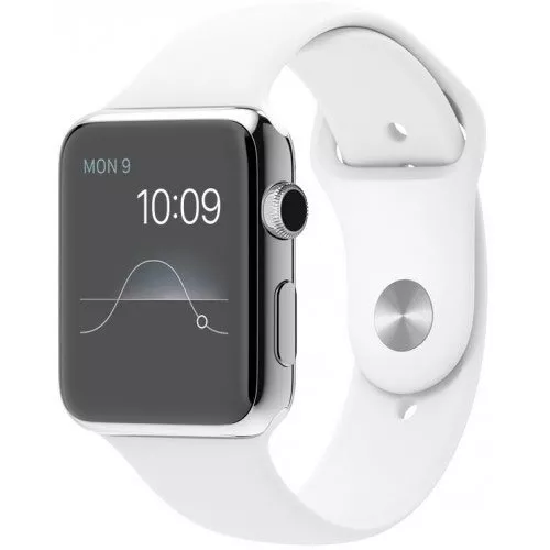Умные часы Apple Watch 42mm Stainless Steel with White Sport Band (MJ3V2)