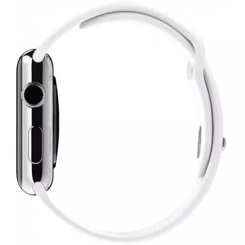 Умные часы Apple Watch 42mm Stainless Steel with White Sport Band (MJ3V2)