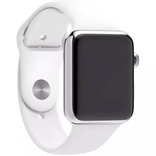 Умные часы Apple Watch 42mm Stainless Steel with White Sport Band (MJ3V2)
