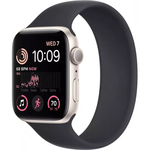 Умные часы Apple Watch SE 2 44 мм (алюминиевый корпус, звездный свет/темно-серый, силиконовый ремешок)