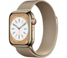 Умные часы Apple Watch Series 8 41 мм (корпус из нержавеющей стали, золотистый/золотистый, миланский сетчатый браслет)