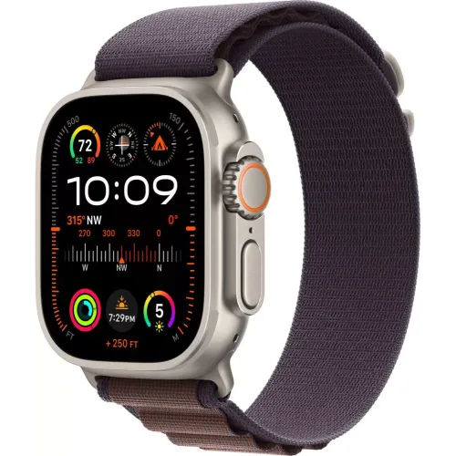 Умные часы Apple Watch Ultra 2 LTE 49 мм (титановый корпус, титановый/индиго, текстильный ремешок размера S)