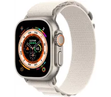 Умные часы Apple Watch Ultra LTE 49 мм (титановый корпус, титановый/звездный свет, текстильный ремешок размера S)