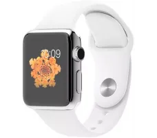 Умные часы Apple Watch 38mm Stainless Steel with White Sport Band (MJ302)