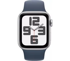 Умные часы Apple Watch SE 2 40 мм (алюминиевый корпус, серебристый/грозовой синий, спортивный силиконовый ремешок S/M)
