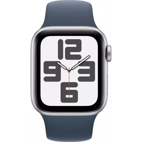 Умные часы Apple Watch SE 2 40 мм (алюминиевый корпус, серебристый/грозовой синий, спортивный силиконовый ремешок S/M)
