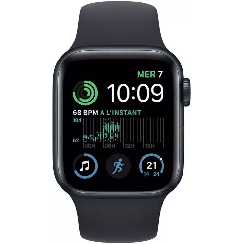 Умные часы Apple Watch SE 2 44 мм (алюминиевый корпус, полуночный/полуночный, спортивный силиконовый ремешок M/L)