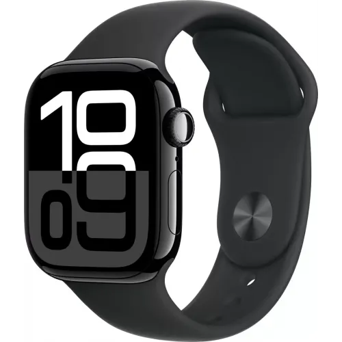 Умные часы Apple Watch Series 10 46 мм (алюминиевый корпус, черный/черный, спортивный силиконовый ремешок S/M)