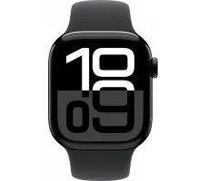 Умные часы Apple Watch Series 10 46 мм (алюминиевый корпус, черный/черный, спортивный силиконовый ремешок S/M)