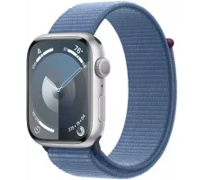 Умные часы Apple Watch Series 9 41 мм (алюминиевый корпус, серебристый/зимний синий, нейлоновый ремешок)