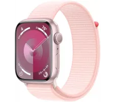 Умные часы Apple Watch Series 9 45 мм (алюминиевый корпус, розовый/розовый, спортивный нейлоновый ремешок)