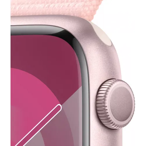 Умные часы Apple Watch Series 9 45 мм (алюминиевый корпус, розовый/розовый, спортивный нейлоновый ремешок)