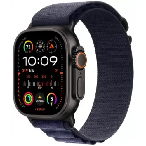 Умные часы Apple Watch Ultra 2 LTE 49 мм (титановый корпус, черный/темно-синий, ремешок из полиэстера L)