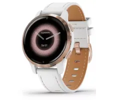 Умные часы Garmin Venu 2S (розовое золото/белый кожаный)