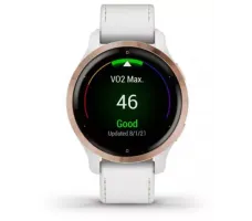 Умные часы Garmin Venu 2S (розовое золото/белый кожаный)