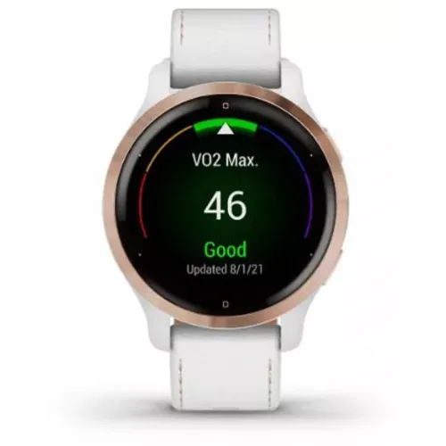 Умные часы Garmin Venu 2S (розовое золото/белый кожаный)