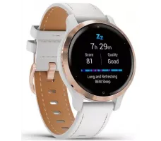 Умные часы Garmin Venu 2S (розовое золото/белый кожаный)