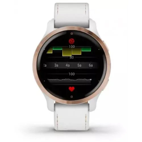 Умные часы Garmin Venu 2S (розовое золото/белый кожаный)