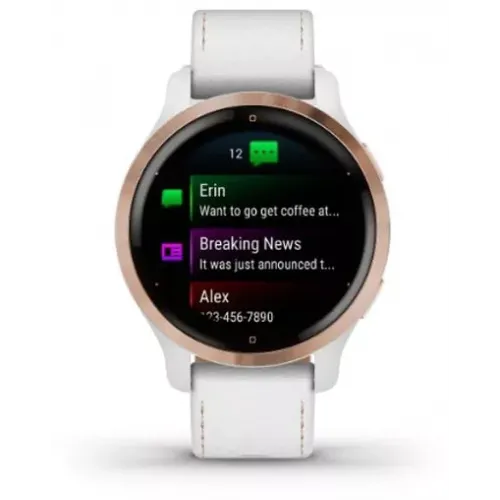 Умные часы Garmin Venu 2S (розовое золото/белый кожаный)