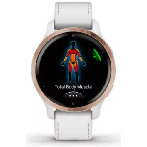Умные часы Garmin Venu 2S (розовое золото/белый кожаный)