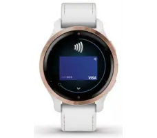 Умные часы Garmin Venu 2S (розовое золото/белый кожаный)