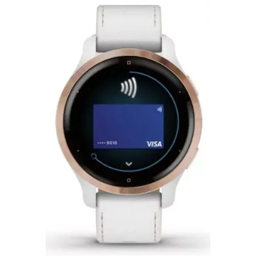 Умные часы Garmin Venu 2S (розовое золото/белый кожаный)