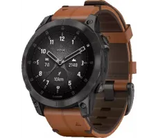 Умные часы Garmin Epix Sapphire Gen 2 (черный титан/каштановый кожа)