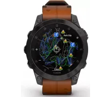 Умные часы Garmin Epix Sapphire Gen 2 (черный титан/каштановый кожа)
