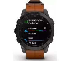 Умные часы Garmin Epix Sapphire Gen 2 (черный титан/каштановый кожа)