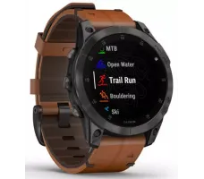 Умные часы Garmin Epix Sapphire Gen 2 (черный титан/каштановый кожа)