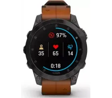 Умные часы Garmin Epix Sapphire Gen 2 (черный титан/каштановый кожа)