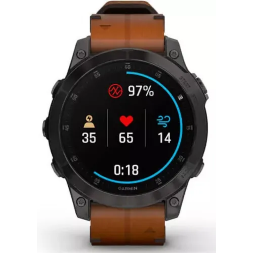 Умные часы Garmin Epix Sapphire Gen 2 (черный титан/каштановый кожа)