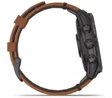 Умные часы Garmin Epix Sapphire Gen 2 (черный титан/каштановый кожа)