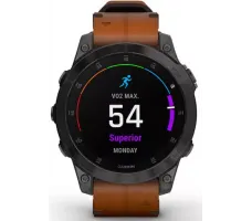 Умные часы Garmin Epix Sapphire Gen 2 (черный титан/каштановый кожа)
