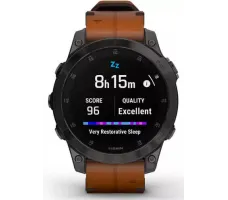 Умные часы Garmin Epix Sapphire Gen 2 (черный титан/каштановый кожа)