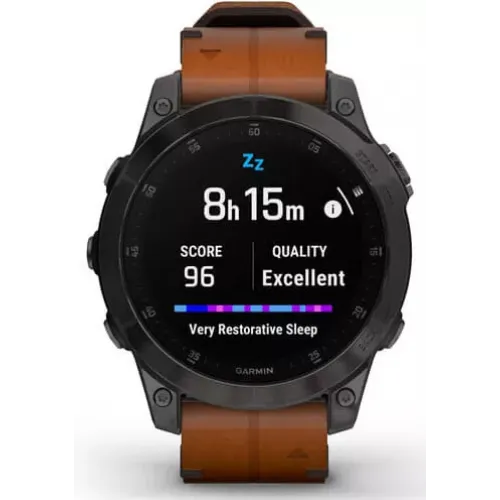 Умные часы Garmin Epix Sapphire Gen 2 (черный титан/каштановый кожа)