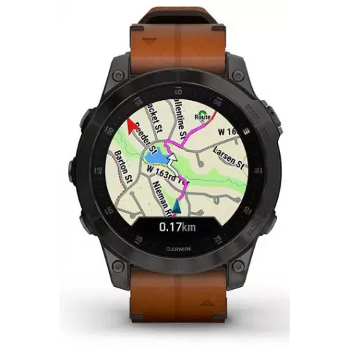 Умные часы Garmin Epix Sapphire Gen 2 (черный титан/каштановый кожа)