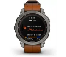 Умные часы Garmin Fenix 7X Sapphire Solar 51 мм (титан/каштановый кожа)